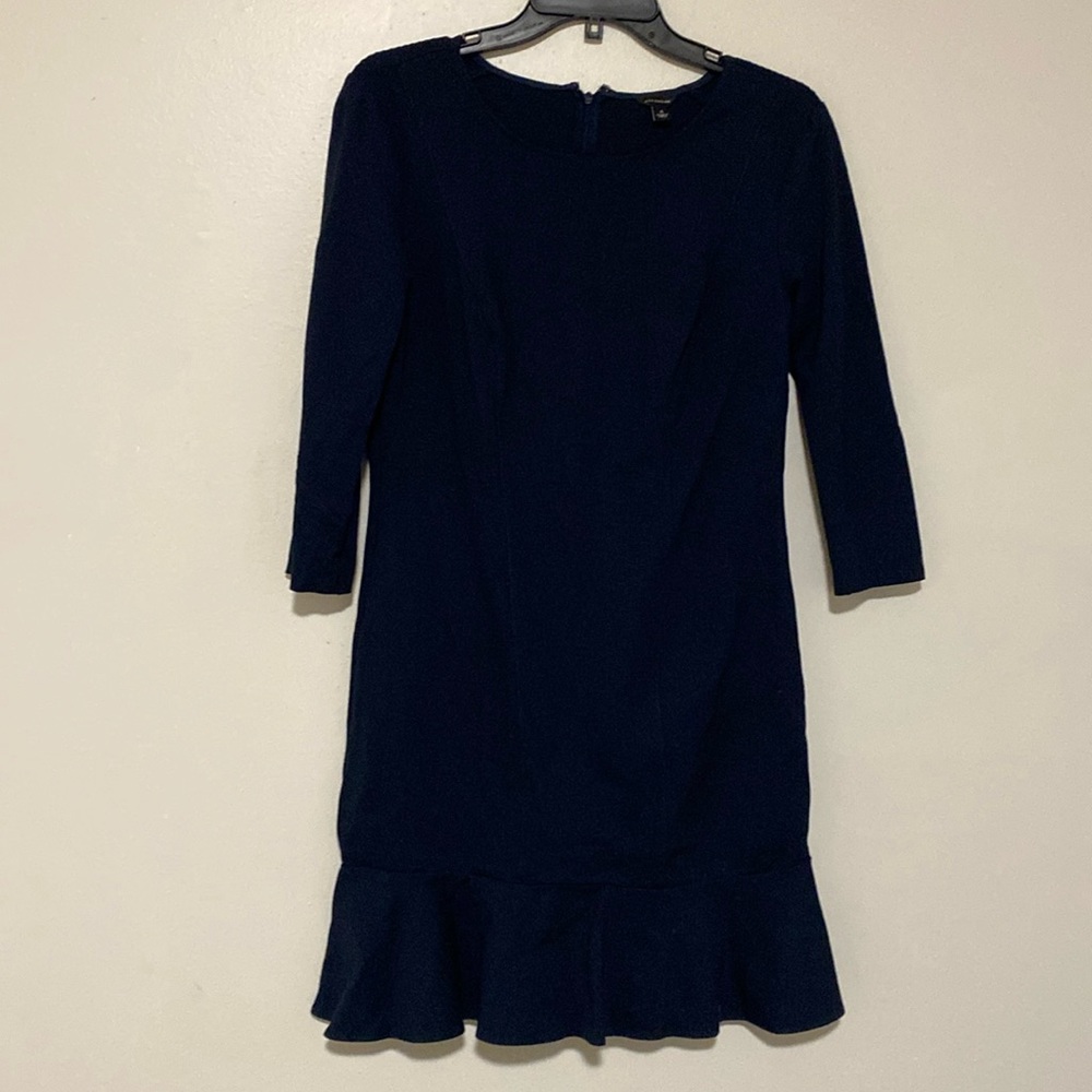Ann Taylor Flounce Formal 3/4 Sleeve Navy Dress - Size 6